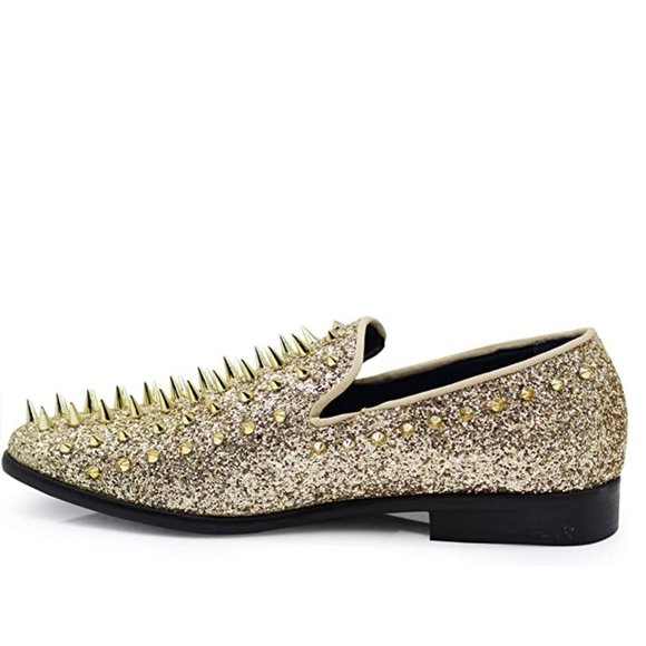 Men's Vintage Spike Dress Loafers Slip On Fashion Shoes Classic Tuxedo Dress Sho - Picture 4 of 6